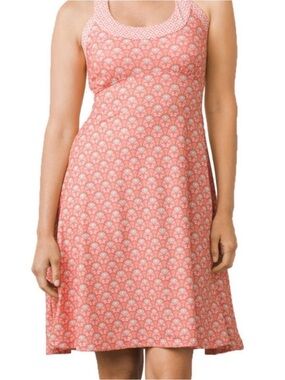 PRANA Coral Pink Patterned Sleeveless Dress